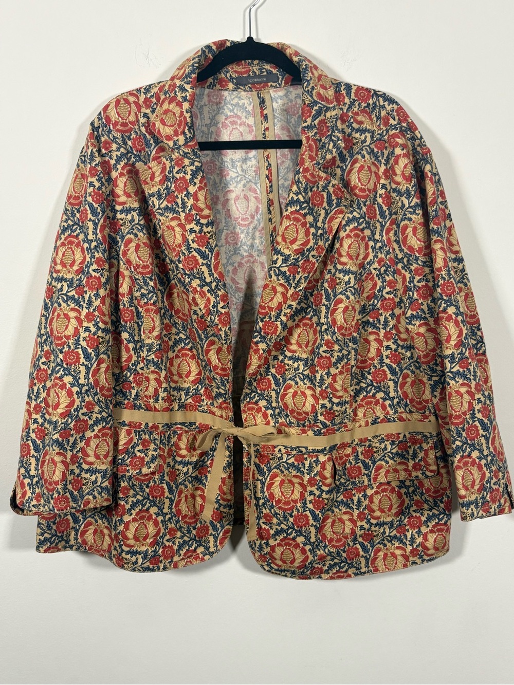 Vintage Liz Claiborne 100% Cotton Floral Tie Front Jacket Plus 24W